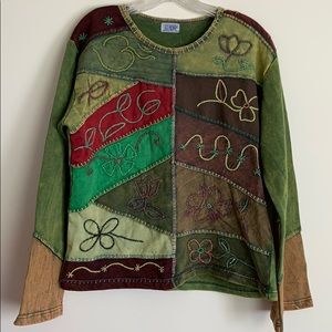 Mexicali Blues boho embroidered patchwork top